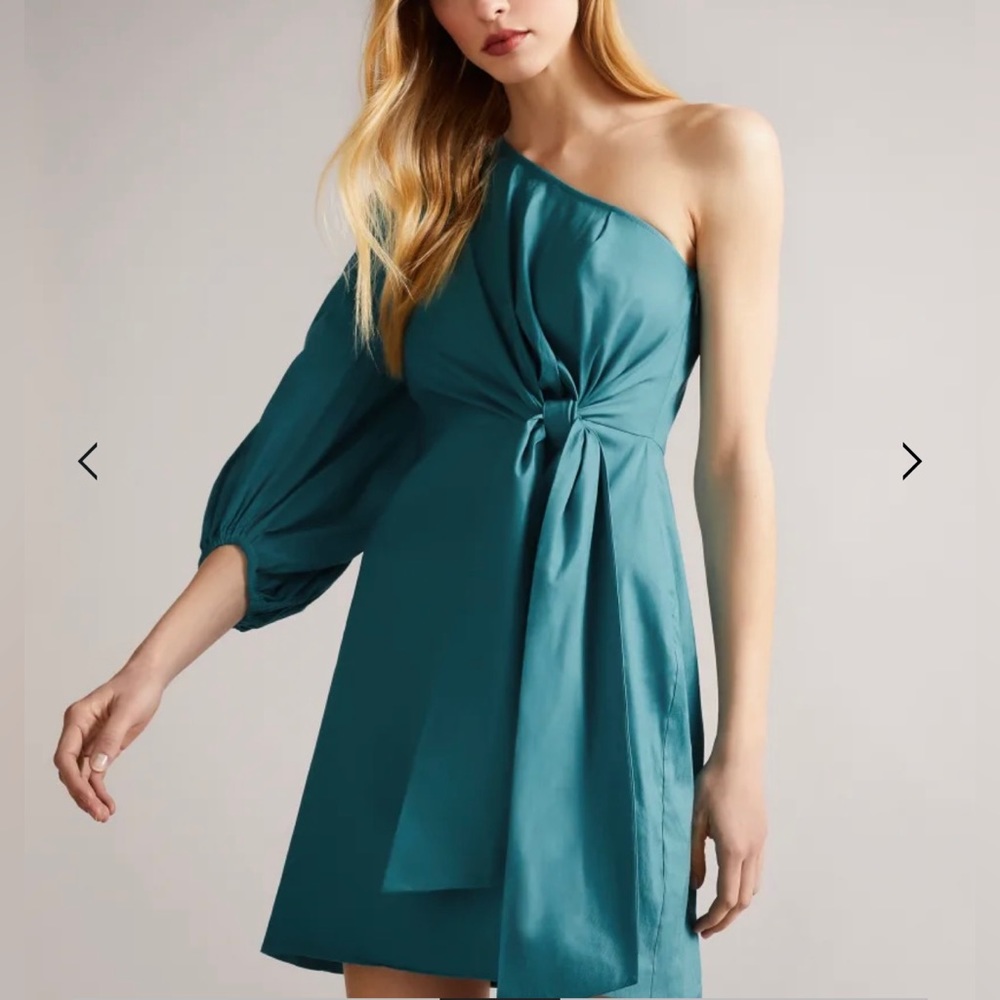 Ted Baker One Shoulder Mini Dress with Tie Waist